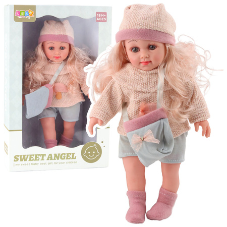 Lalka Sweet Angel W Wełnianym Sweterku Z Grzybkiem Torebka Czapka 36cm