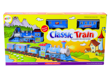 Zestaw Pociąg 3 Wagony Na Baterie Tory Efekty Świetlne i Dźwiękowe