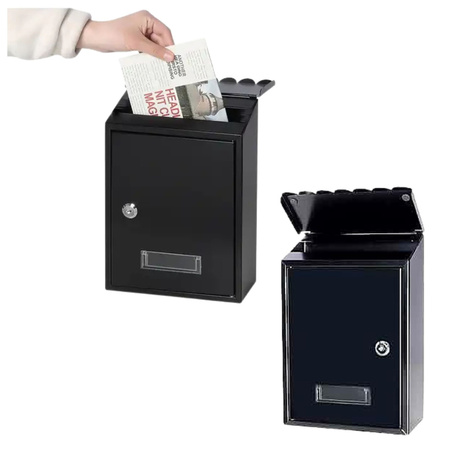 Skrzynka Pocztowa Na Listy Stal Ocynkowana Czarna 26,5x18,5x6,5cm