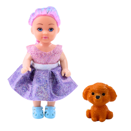 Zestaw Mini Laleczka W Sukience Łóżeczko Dwupiętrowe Piesek