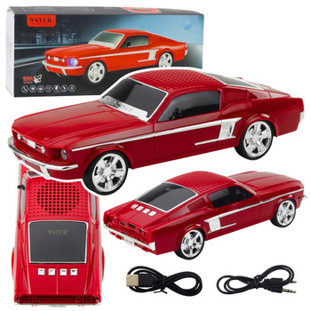 Głośnik Bezprzewodowy Bluetooth Samochód Klasyczny Światła LED Czerwony