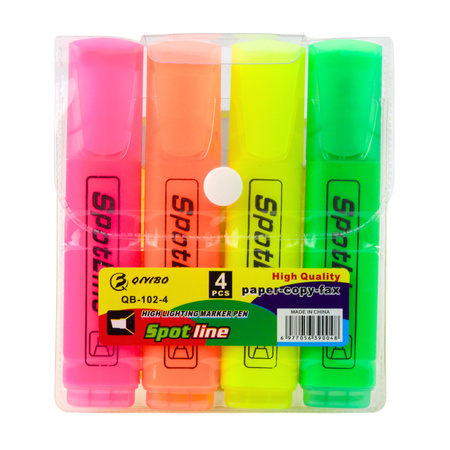 Zestaw Zakreślacze Markery Biurowe Szkolne Neonowe 4szt