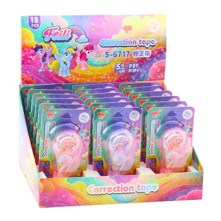 Korektor W Taśmie Myszka Szkolny Biurowy 6m x 5mm Jednorożec Różowy Fioletowy