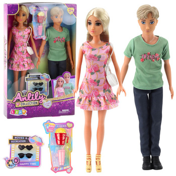 Zestaw Lalki Anlily Dziewczyna Z Chłopakiem Akcesoria Okulary Torebka