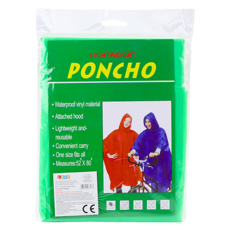 Płaszcz Peleryna Przeciwdeszczowa Wielokrotnego Użytku Zielona 132 x 203 cm