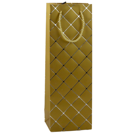 Torba Prezentowa Na Wino Butelkę Papierowa Srebrne Elementy 35 x 12 x 9 cm