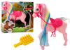 Figurka Koń Z Kolorową Grzywą Różowe Siodło Szczotka Farma Różowy