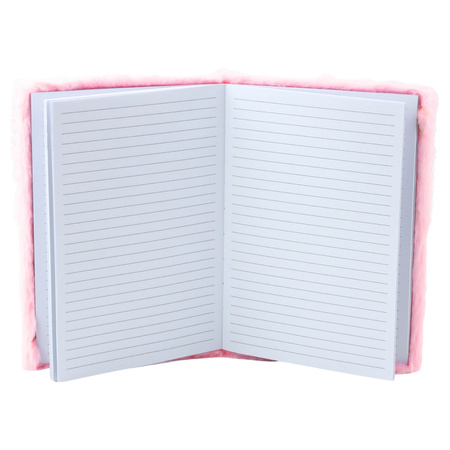 Pluszowy Zeszyt Notatnik W Linie Kryształowe Serca Różowy A5 80 Kartek