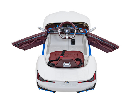 Autko BMW i4 na akumulator dla dzieci Biały + Wolny Start + EVA + Ekoskóra + Audio LED + Pilot