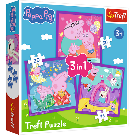 Puzzle - 3w1 (20, 36, 50) - Zwyczaje świnki Peppy - Świnka Peppa - Trefl 34893