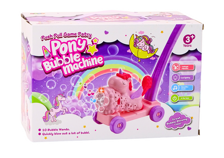 Maszyna Do Baniek Mydlanych Jeździk Jednorożec Światła Dźwięki Różowy