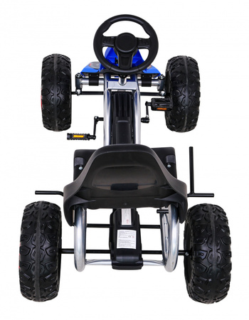 Duży Gokart Strong na pedały dla dzieci Niebieski + Obciążenie 100 kg + Koła EVA + Hamulec ręczny + Sportowy fotel