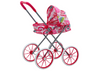 Wózek Dla Lalek Duże Koła Składany Różowy Wzorki
