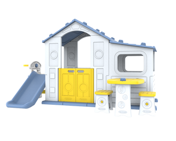 Duży Dom Z Przedsionkiem 4w1 Niebieski Dach