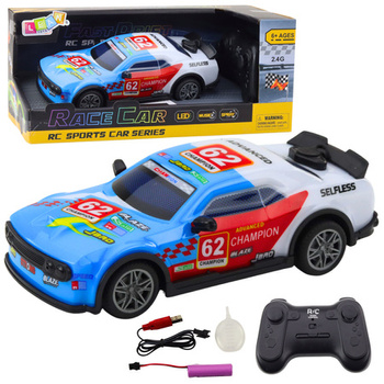 Samochód Sportowy Zdalnie Sterowany RC Światła Para Wodna Niebieski 1:22