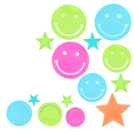 Naklejki Fluorescencyjne Świecące Na Ścianę Buźki Gwiazdki Kolorowe 10 el.