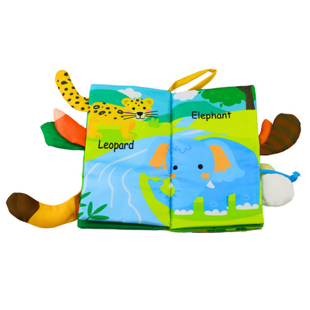 Miękka Książeczka Edukacyjna Szeleszcząca Zwierzęta Ogonki Dla Niemowląt Żółta