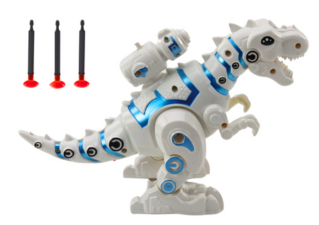Robot Dinozaur Z Wyrzutnią Strzałek Światła Dźwięki Biały