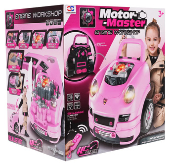 Różowe autko z silnikiem do Naprawy dla dzieci 3+ Narzędzia + Interaktywny kokpit + Pilot Zestaw małego Mechanika