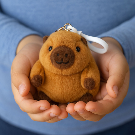 Pluszowa Kapibara Z Kręcącym Ogonkiem Brelok  9 x 8 cm