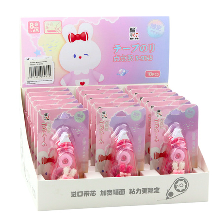 Korektor W Taśmie Myszka Szkolny Biurowy Ozdobny Zajączek Różowy 8mm x 6m