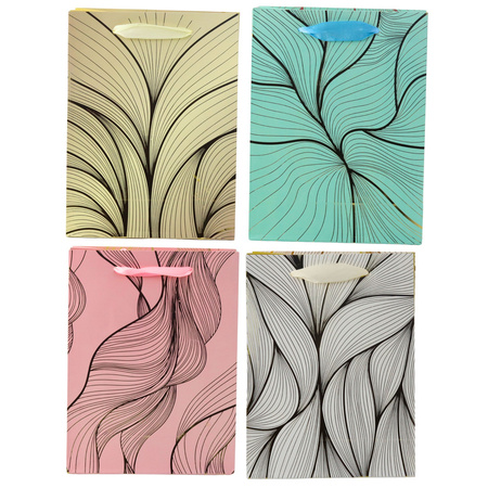 Torba Prezentowa Falisty Złoty Wzór Mix Kolor 23 x 18 x 10 cm