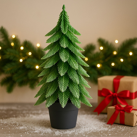 Choinka Ozdobna Dekoracyjna Sztuczna W Doniczce Srebrne Wykończenie 22 x 10 cm