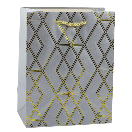 Torba Prezentowa Papierowa Elegancka Złote Wzory 23 x 18 x 10,5 cm