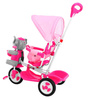 3-kołowy Rowerek dla dzieci Słonik Różowy + Dźwięki + Daszek + Barierka + Podnóżek + Rączka + Schowek