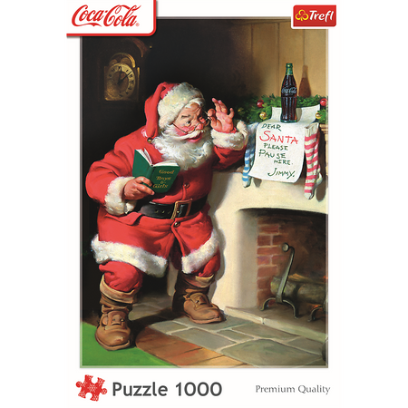Puzzle - 1000 XMAS - Coca-Cola: Mikołaj przy kominku - Trefl 10922