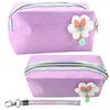 Piórnik Kosmetyczka Kokardka Połyskujące Drobinki Fioletowy