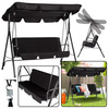 Huśtawka Trzyosobowa Ogrodowa Bujana Materac Czarna