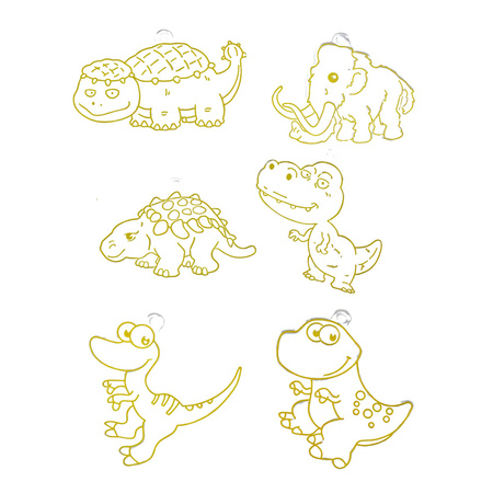 Zestaw Kreatywny DIY Witraże Breloki Dinozaury Pisaki 6 szt.