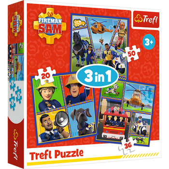 Puzzle - 3w1 ( 20, 36, 50) - Dzień Strażaka Sama - Trefl 34868