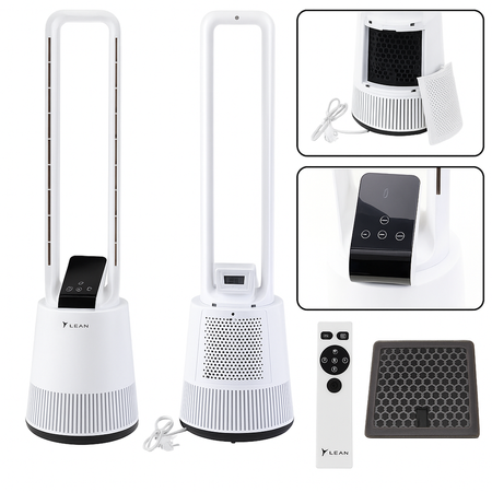 Wentylator Bezłopatkowy Podłogowy Oscylacja Timer Wyświetlacz LCD PILOT