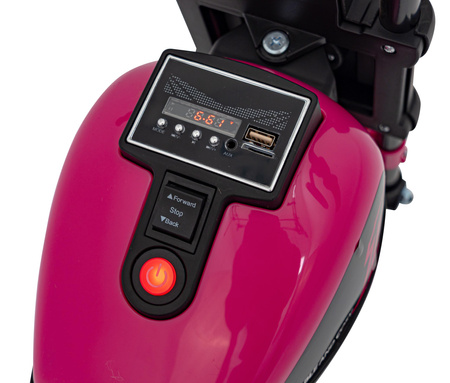 Motorek Chopper FASTER na akumulator dla dzieci Różowy + Radio FM + Panel audio + LED