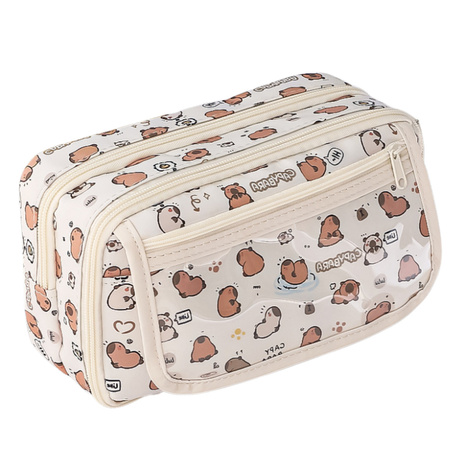 Piórnik Przybornik Szkolny W Kapibary Biały 21cm