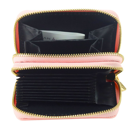 Portfel Dwukomorowy Przegrody na Karty Kapibara Różowy 12,5 x 8,5cm