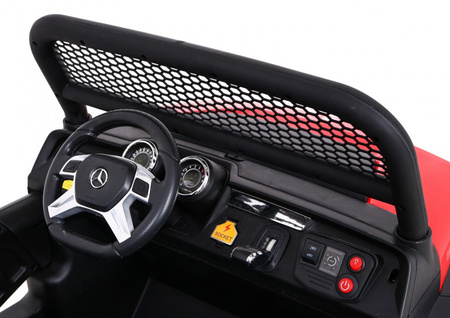 Mercedes Benz Unimog dla dzieci Czerwony + Napęd 4x4 + Pilot + Bagażnik + Wolny Start + MP3 LED