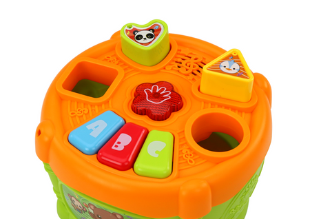 Bębenek Interaktywny Edukacyjny Kształty Zielono- Pomarańczowy