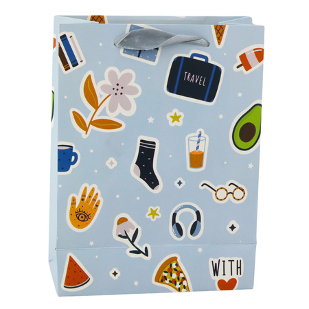 Torba Prezentowa Naklejki Kolorowe Znaczki 23 x 18 x 10,5 cm