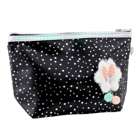 Piórnik Kosmetyczka Kokardka Błyszczące Kropki Czarny 23x16cm