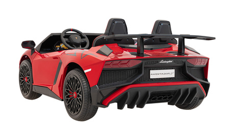 Auto Lamborghini Aventador SV na akumulator dla 2 dzieci Czerwony + Pilot 2,4 GHz + Pianka EVA + Audio LED