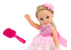 Lalka Różowa Sukienka Długie Włosy Spinka Szczotka 38cm