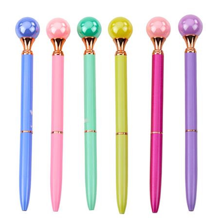 Długopis Z Dużą Perłą Obrotowy Mechanizm Niebieski Tusz 1.0mm Mix