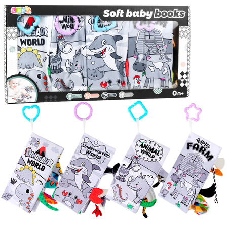 Zestaw Miękkie Książeczki Edukacyjne Sensoryczne Dla Malucha 4szt