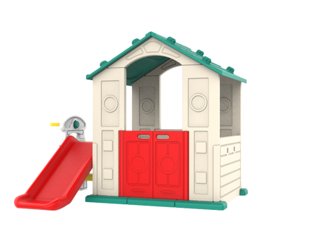 Domek Ogrodowy 3w1 dla dzieci Zielony Dach + Zjeżdżalnia + Koszykówka