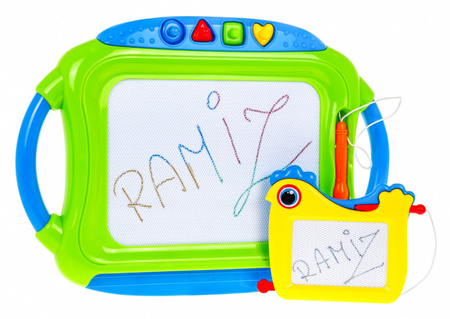 Zestaw 2 Znikopisów dla dzieci 3+ Zmazywalne rysunki + Rysiki + 4 Pieczątki