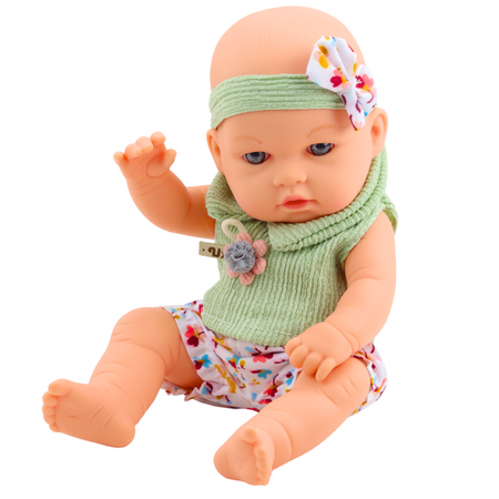 Lalka Bobas Zielone Ubranko W Kwiatki Opaska Z Kokardką