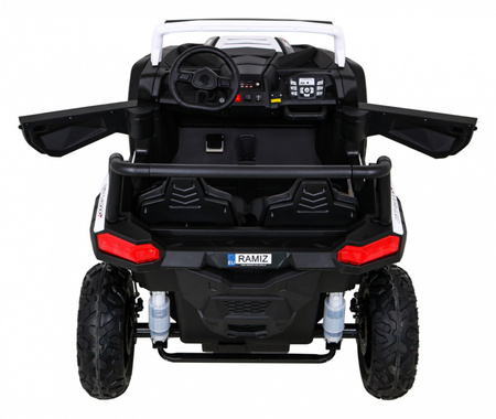 Buggy ATV Strong Racing dla 2 dzieci Biały + Silnik bezszczotkowy + Pompowane koła + Audio LED